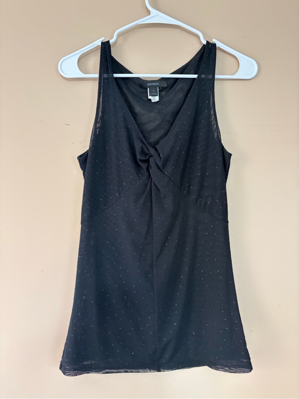 Vintage Express Black Twist Front Sleeveless Y2K Top